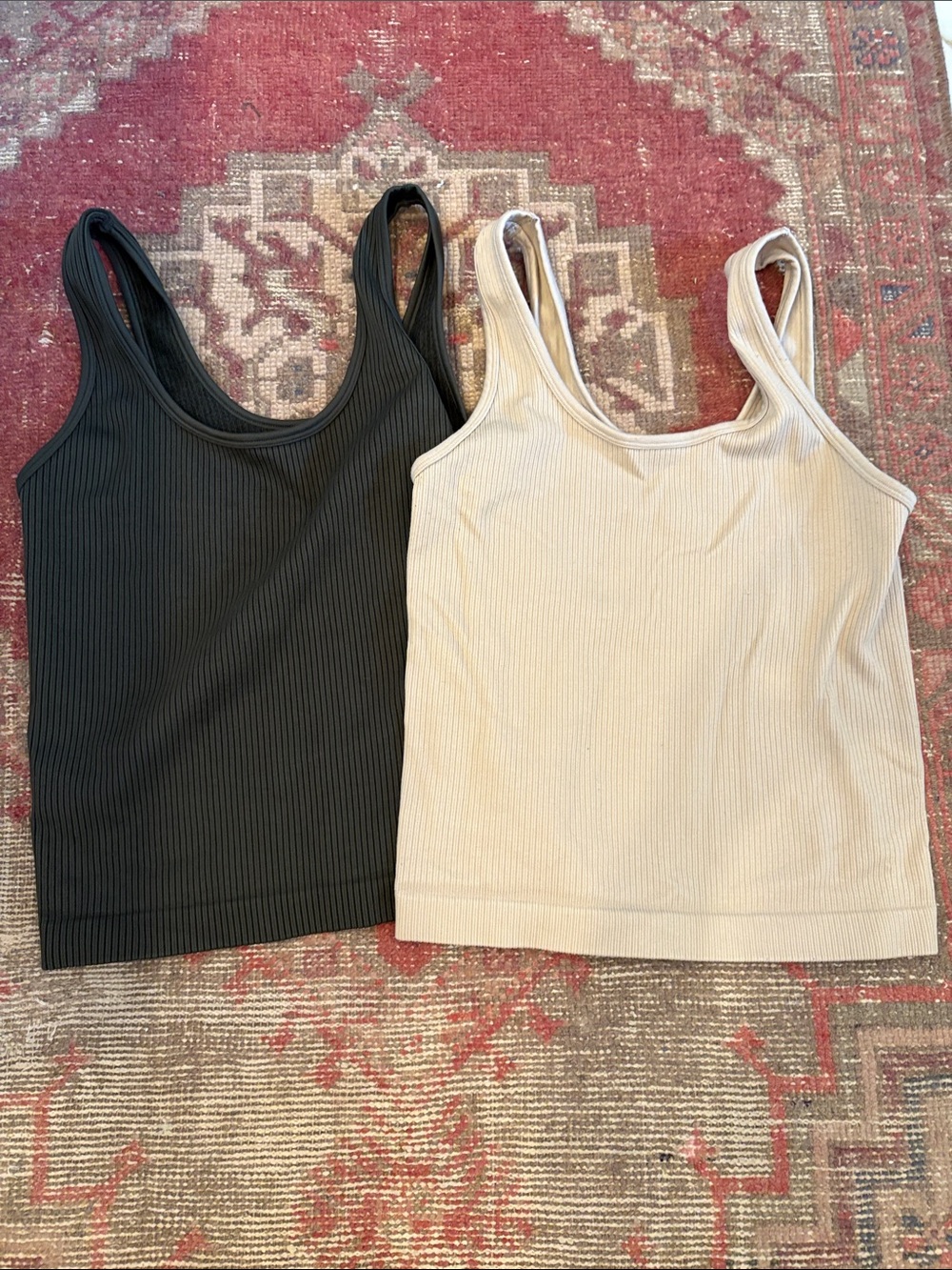 a new day Ribbed Tank Top Duo - green and Beige